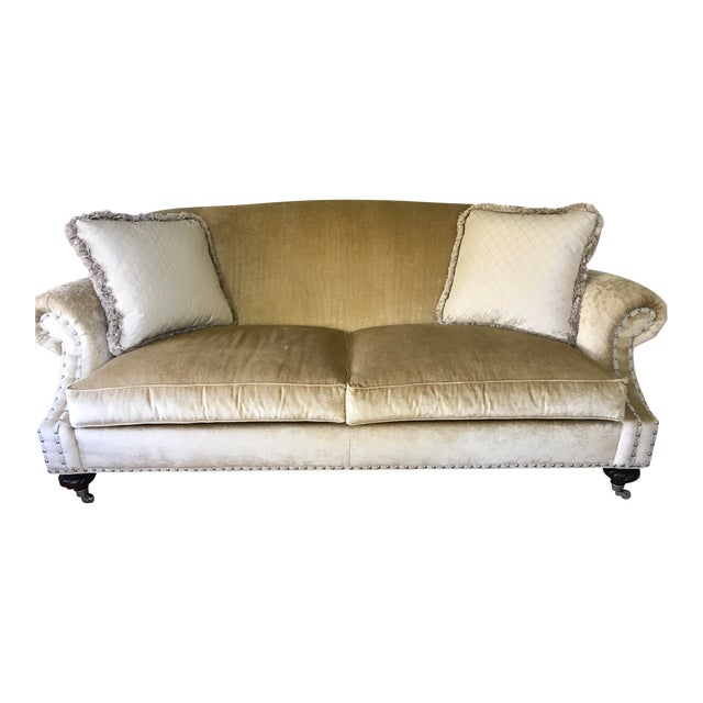 Ethan Allen Beige Velvet Sofa Chairish