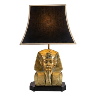 Vintage Egyptian Revival Brass Pharaoh Table Lamp, 1970s For Sale