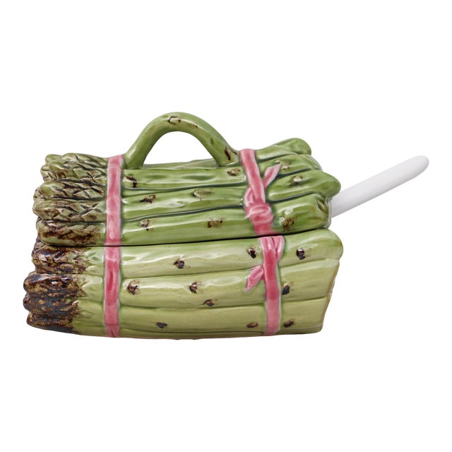 1950s Bordallo Pinheiro Palissy Ware Earthenware Asparagus Tureen With