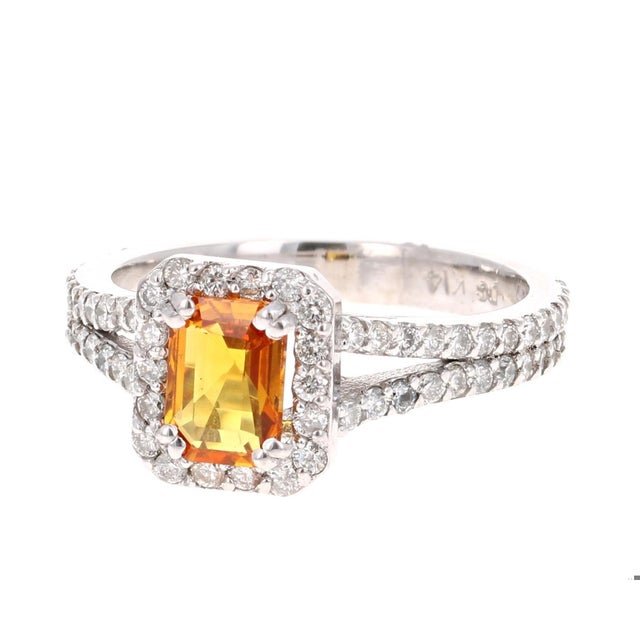 Contemporary 1.96 Carat Diamond Sapphire White Gold Engagement Ring, Size 7 For Sale - Image 3 of 6