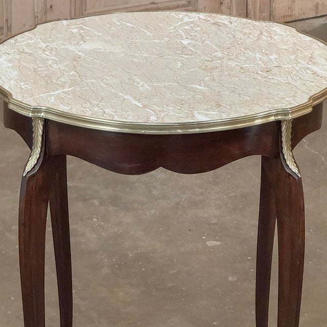 19th Century French Louis XVI Marble Top End Table ~ Gueridon With Bronze For Sale - Image 12 of 12