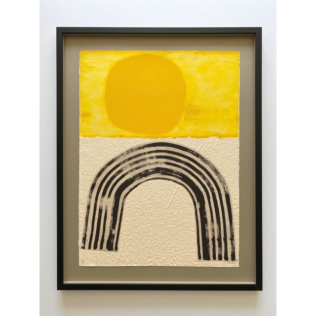 Raoul Lazar Vintage 1974 French Mid Century Modernist " Arc Jaune " Limited Edition Framed Signed Fine Art Embossed Aquatint Etching Print For Sale - Image 18 of 18
