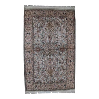 1950s Handmade Silk Indo-Tabriz Rug For Sale