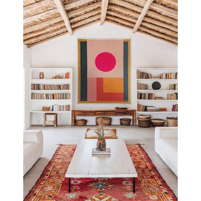 Red Handwoven Berber Diamond Rug - 11.5 X 5.4 Ft For Sale - Image 4 of 6