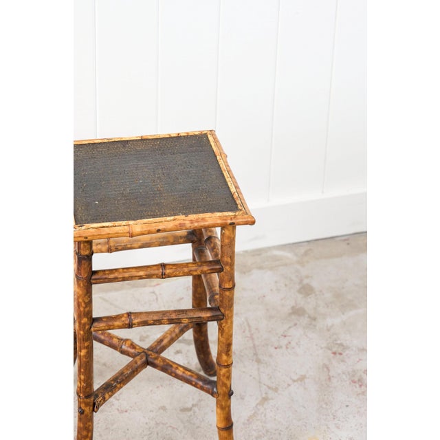 19th Century Tortoise Bamboo Side Table With Black Top For Sale - Image 4 of 8