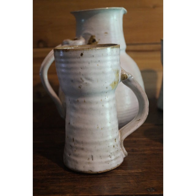 1970s Hand Thrown Pottery Pitcher With Tall Mugs - Set of 6 For Sale In San Antonio - Image 6 of 11