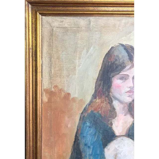 Mid 20th Century Early Oil Painting - Portrait of a Sitting Woman For Sale - Image 5 of 9