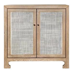 Matthew Izzo Home Alden Cerused Oak and Cane Two Door Cabinet