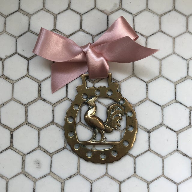 Metal Antique English Horse Brass Christmas Ornament Rooster Cock For Sale - Image 7 of 7