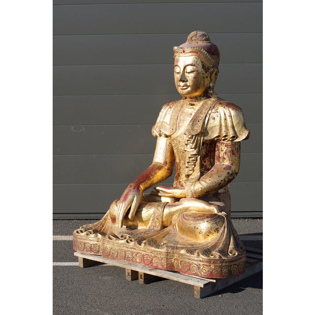 Buddha in Gilded Wood, Asia, 1950s For Sale - Image 18 of 18