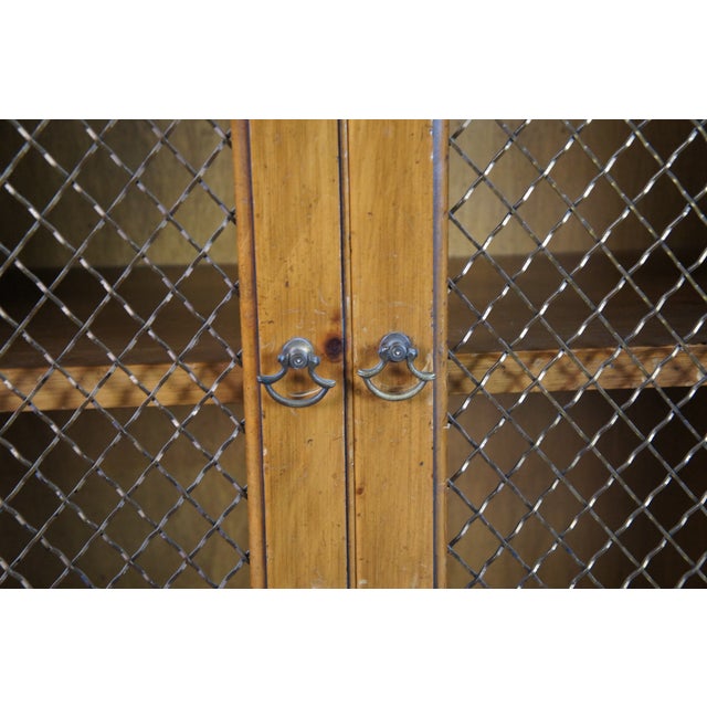 Vintage French Country Farmhouse Pine Chicken Wire Bookcase Curio Cabinet 33" For Sale - Image 10 of 12