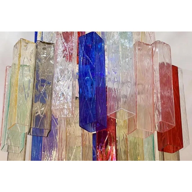 Monumental Contemporary Multicolor “Square Bark” Murano Glass Italian Chandelier For Sale - Image 6 of 6