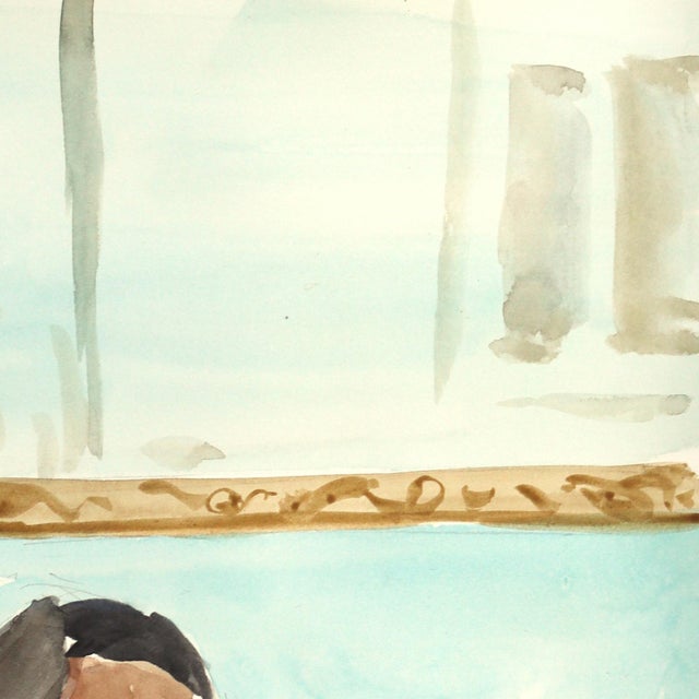 Figurative Shop Keeper - Original Abstract Feminine Watercolor Still Life Painting on Paper by Ama Liyanage For Sale - Image 3 of 7