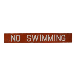 Vintage Wood No Swimming Sign For Sale