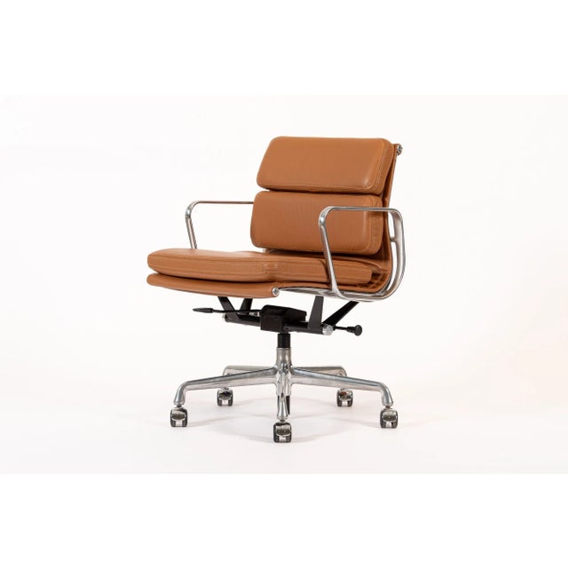 Mid-Century Modern Eames for Herman Miller Brown Leather Office Chair 2000s For Sale - Image 3 of 12