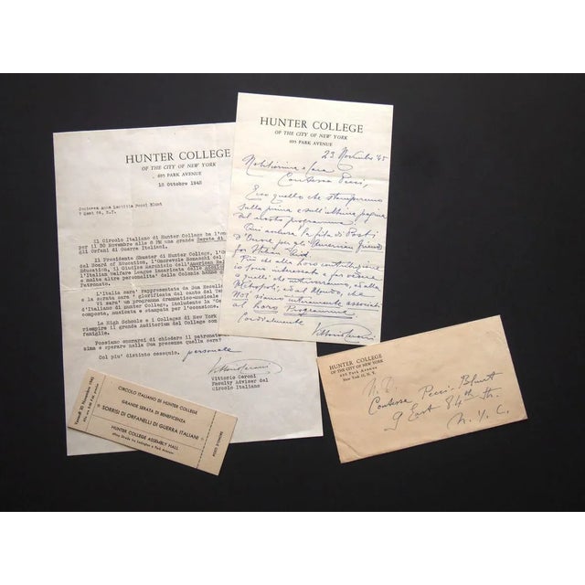 This lot, concerning the hunter college's benefit evening, consists of three items written in italian and english, in...