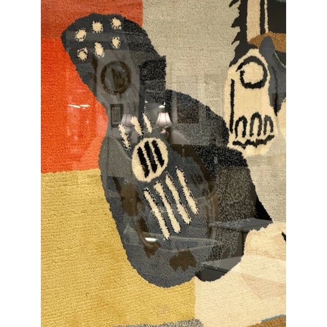 Plastic Framed Carpet, Picasso's 'Guitar, Glass, and Fruit Dish' Rug, Decorative Art For Sale - Image 7 of 13