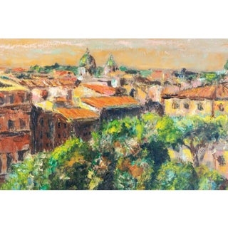 Pino Romanò, Roman Roofs, Oil Painting, 1990s For Sale