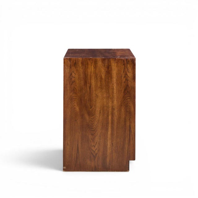Henredon Henredon Scene One Mid Century Oak and Brass Campaign Dresser Chests of Drawers - Pair For Sale - Image 4 of 12