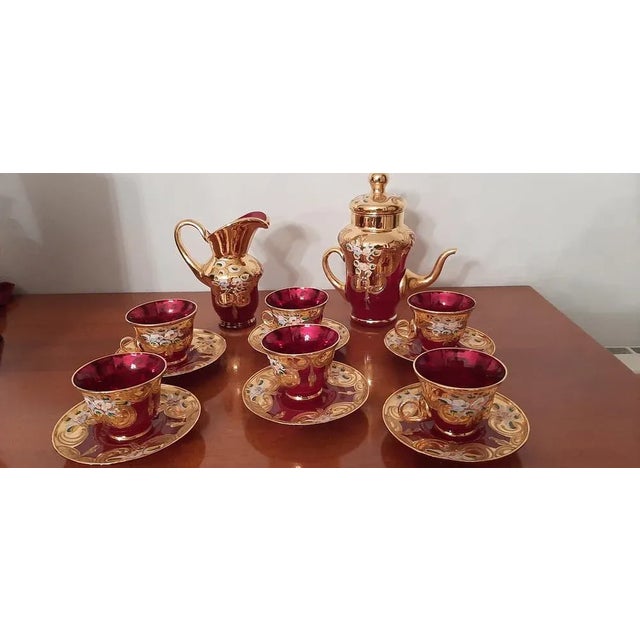Murano Glass Tre Fuochi 24 K Gold Coffee Set, 1965 For Sale - Image 13 of 18