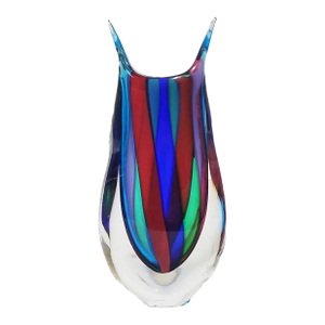 Murano Fishtail Ribbon Glass Vase - Vibrant Colors