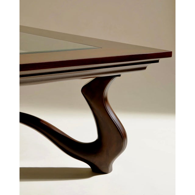 Not Yet Made - Made To Order Sculptural Stained Walnut and Glass Coffee Table by Michael Maximo For Sale - Image 5 of 10