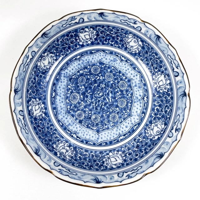 Vintage Asian Imari Style Floral Blue & White Decorative Bowl For Sale In Buffalo - Image 6 of 6