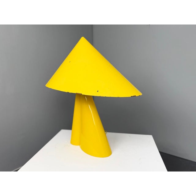Large Yellow Aluminum and Iron Table Lamp, France, 1950s For Sale - Image 4 of 12