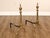 High Quality Pair of Traditional Brass Andirons With Urn Finials And Claw Feet