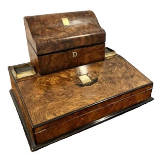 Victorian Burr Walnut Writing Box, 1850s For Sale