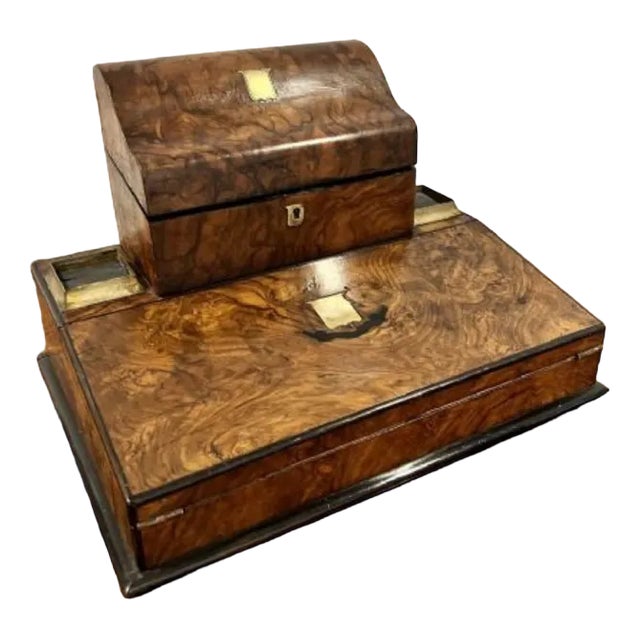 Victorian Burr Walnut Writing Box, 1850s For Sale