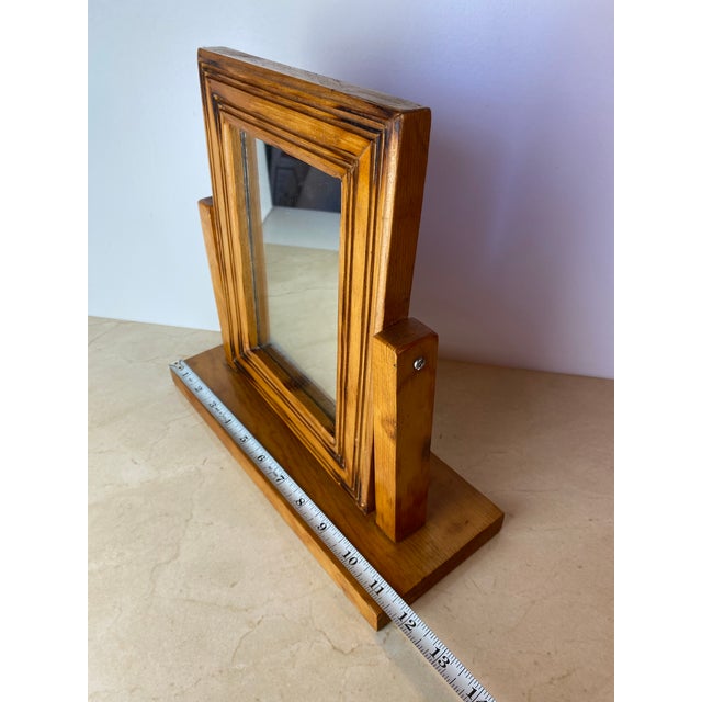 Vintage Handmade Carved Pine Tabletop Picture Frame on Stand, Rustic Folk Art Photo Display For Sale - Image 9 of 11