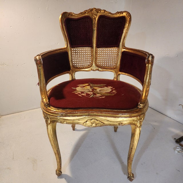 French Louis XV Giltwood Bergère Tub Chair With Cane Back For Sale - Image 3 of 7