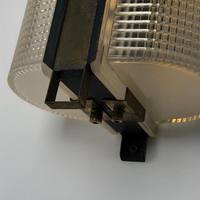 Large Brass and Pressed Glass Sconces by Jacques Adnet, France, 1960s, Set of 2 For Sale - Image 17 of 18