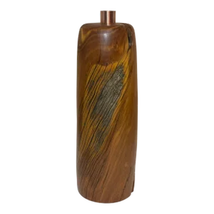 Artisan Signed Live Edge Juniper Wood & Copper Sculptural Vase Wyoming 14.5”