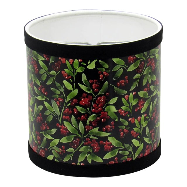 5" Water Color Holly Paper Print Candelabra Clip-On Drum Lamp Shade For Sale