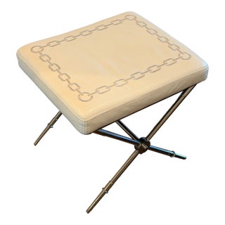 Jonathan Adler Rider X-Bench in White and Polished Nickel For Sale