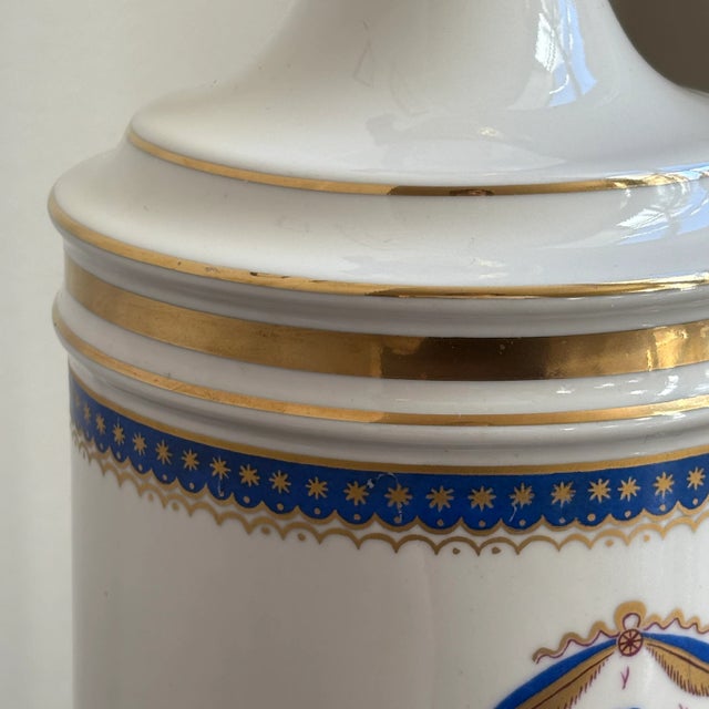 Ivory Mid-20th Century Armorial Porcelain Apothecary Lamps — A Pair For Sale - Image 8 of 18