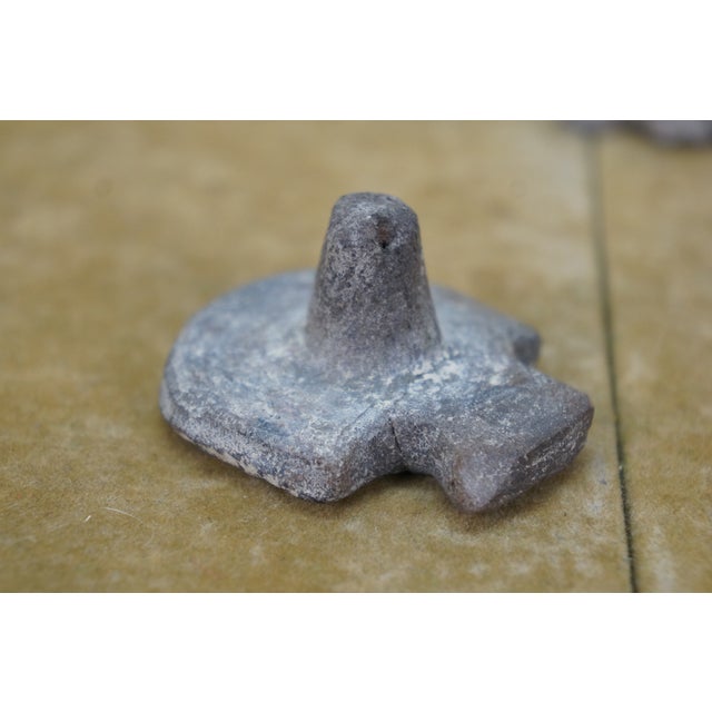4 Pre-Columbian Aztec Mayan Stone Pottery Stamps Seals For Sale - Image 10 of 11