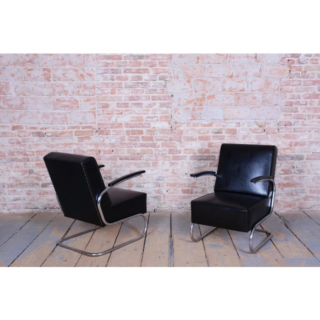 Art Deco Lounge Chairs by W.H.Gispen for Mücke Melder, Czech, 1930s, Set of 2 For Sale - Image 6 of 8
