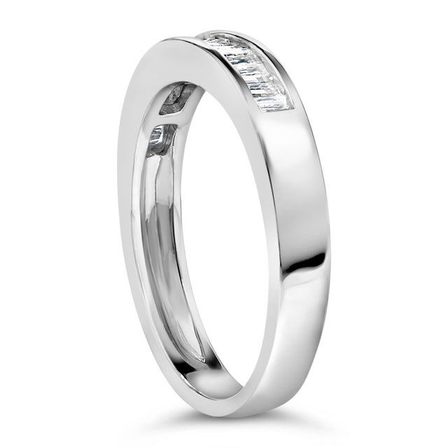 Haus of Brilliance .925 Sterling Silver 1/3 Cttw Baguette Cut Diamond Channel Set Stackable Wedding Ring (H-I Color, I1-I2 Clarity) - Size 6-3/4 For Sale - Image 4 of 6