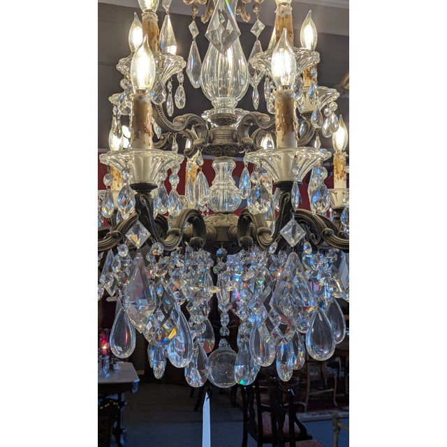 Antique Rococo Revival Chandelier, Metal & Crystal, France For Sale - Image 11 of 17