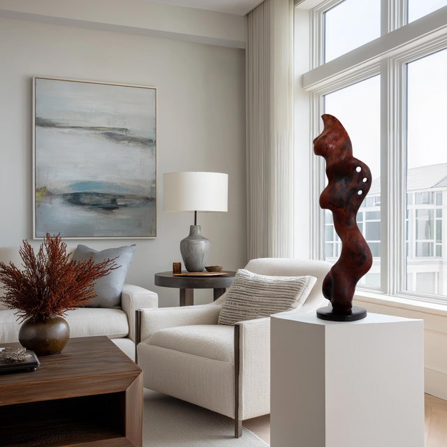 Diva - Medium Size Abstract Organic Form Redwood Sculpture on Wood Base Original Artwork by Joe Garnero For Sale - Image 9 of 11