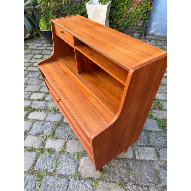 Teak Secretary Desk with Mirror and Lock, Denmark For Sale - Image 6 of 11
