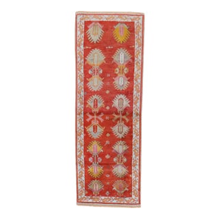 Antique Bright Red Oushak Short Runner - 2'5" x 6'6" For Sale