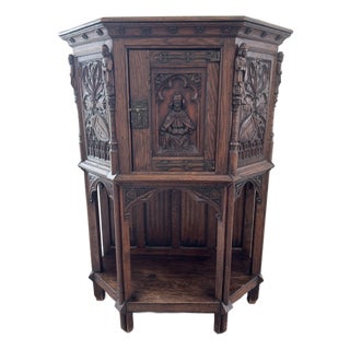 17th-Century French Gothic Revival Credence Vestry Cabinet For Sale