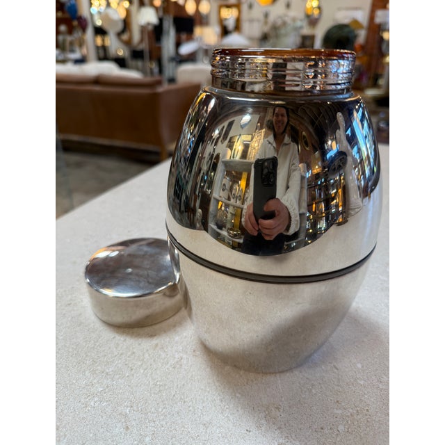 Metal Vintage Chrome Ice Bucket With Lid For Sale - Image 7 of 7