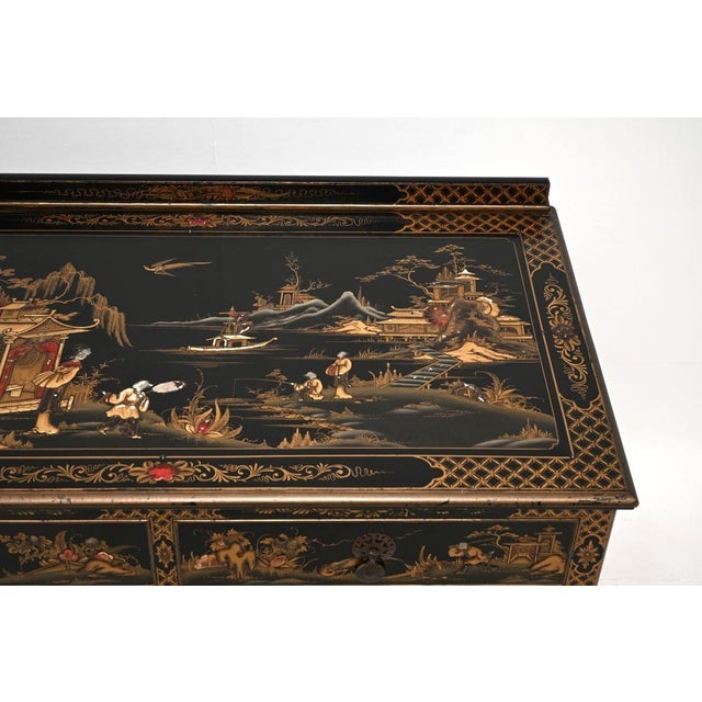 Black Antique Lacquered Chinoiserie Cabinet, 1900 For Sale - Image 8 of 15