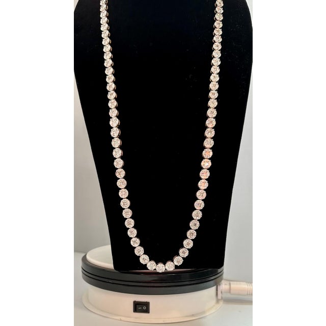 2020s Certified 47 Ct Pave Set Diamond Riviera Necklace in 18 Kt White Gold 28" Long For Sale - Image 5 of 8