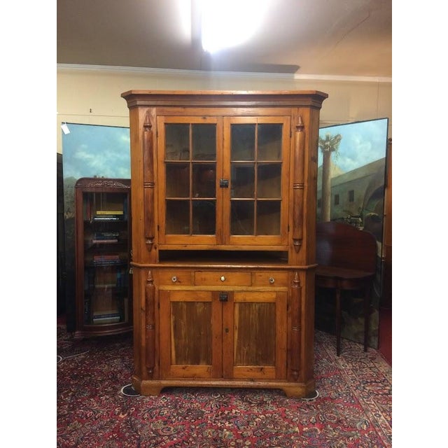 Wood Antique Pine Corner Cabinet, Rustic Corner Cabinet For Sale - Image 7 of 14